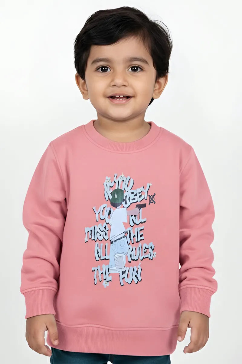 Tencel Printed Sweatshirt for Boys - Peach - View 1