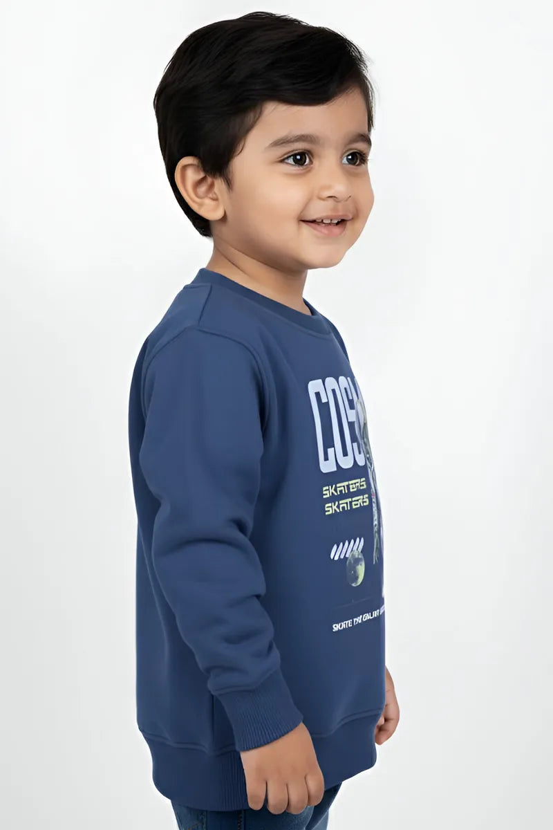 Tencel Printed Sweatshirt for Boys - Navy Blue - View 2