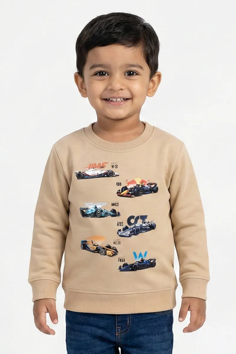 Tencel Printed Sweatshirt for Boys - Beige - View 1