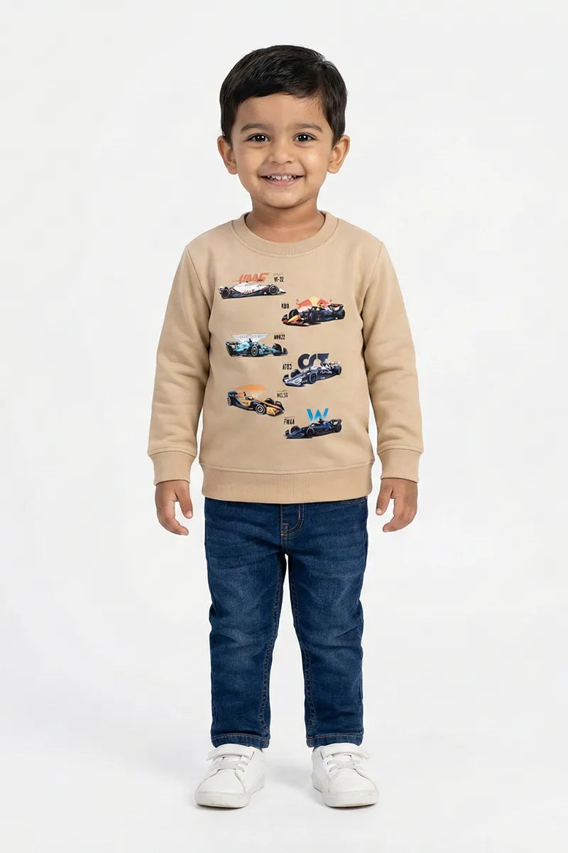 Tencel Printed Sweatshirt for Boys - Beige - View 2