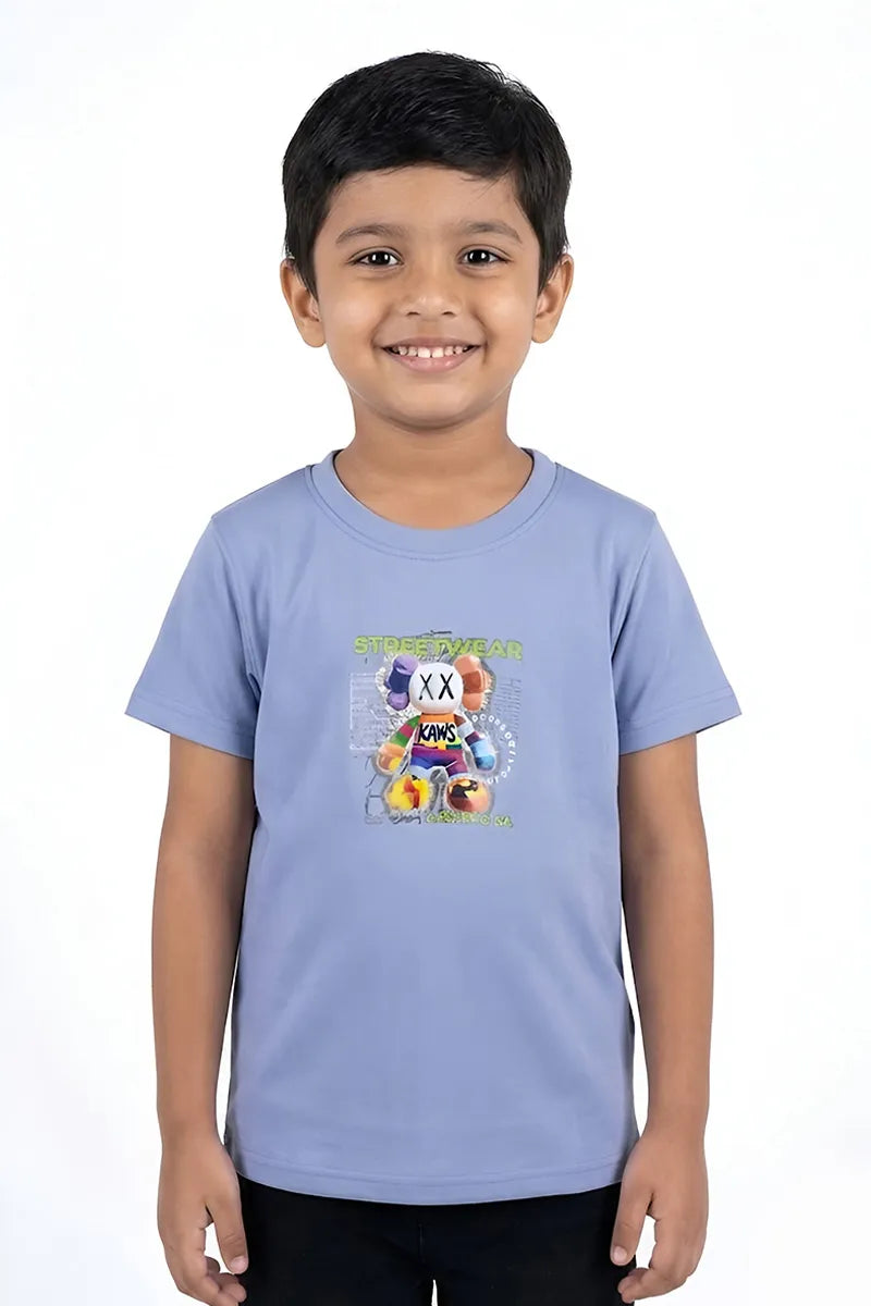 Tencel Printed T-Shirt for Boys - Blue - View 1