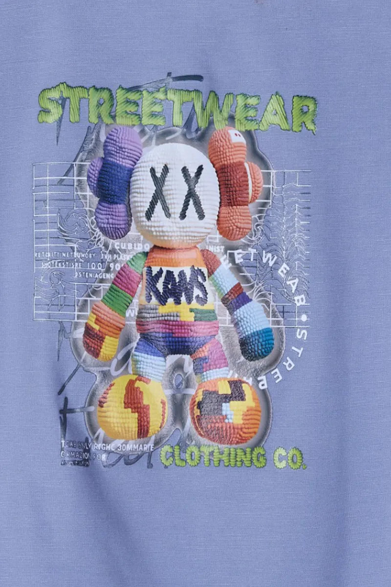 Tencel Printed T-Shirt for Boys - Blue - View 4