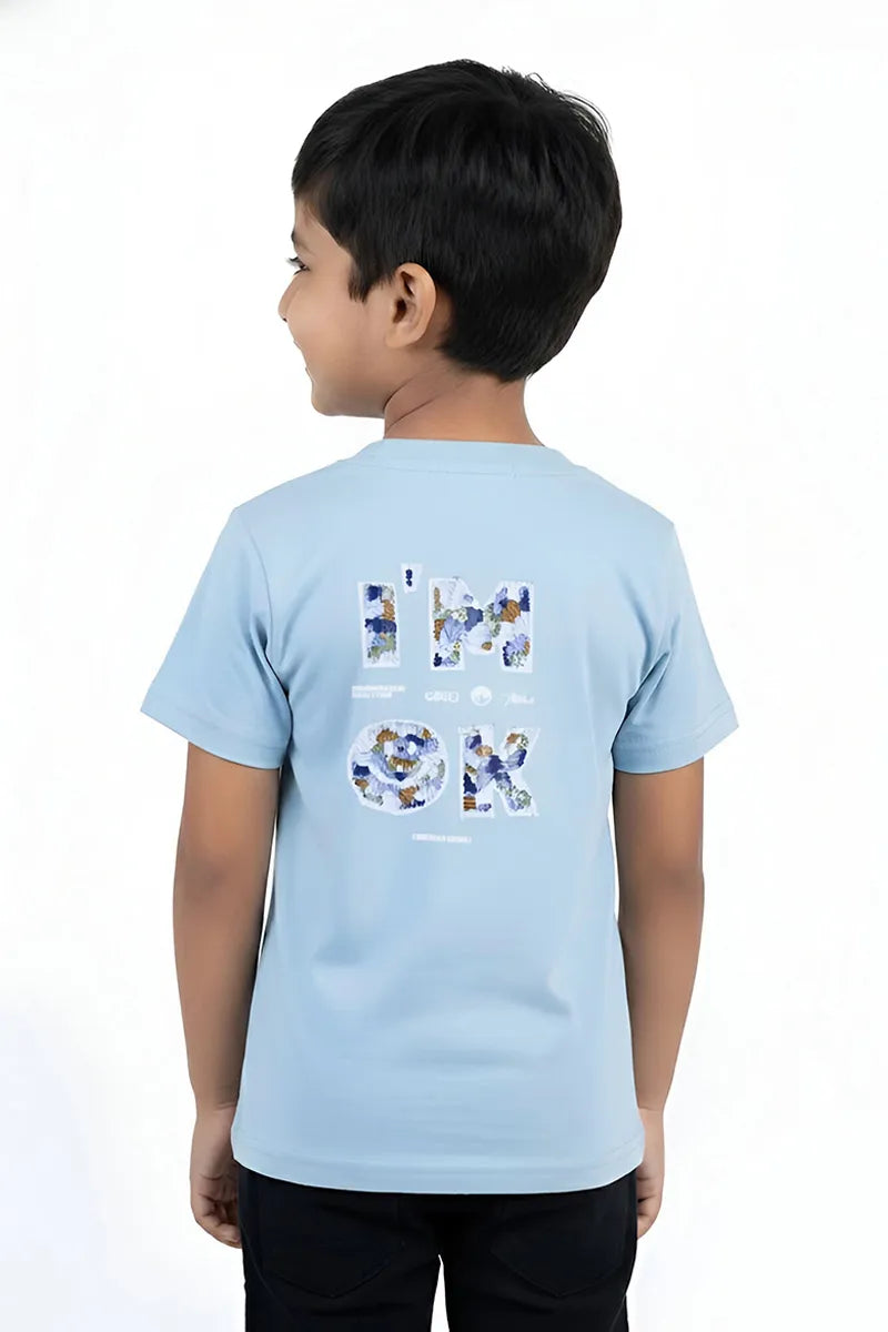 Tencel Printed T-Shirt for Boys - Light Blue - View 2