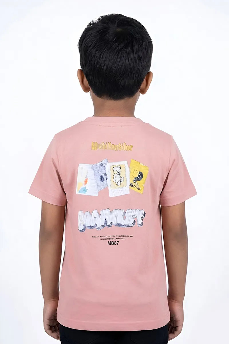 Tencel Printed T-Shirt for Boys - Light Brown - View 2