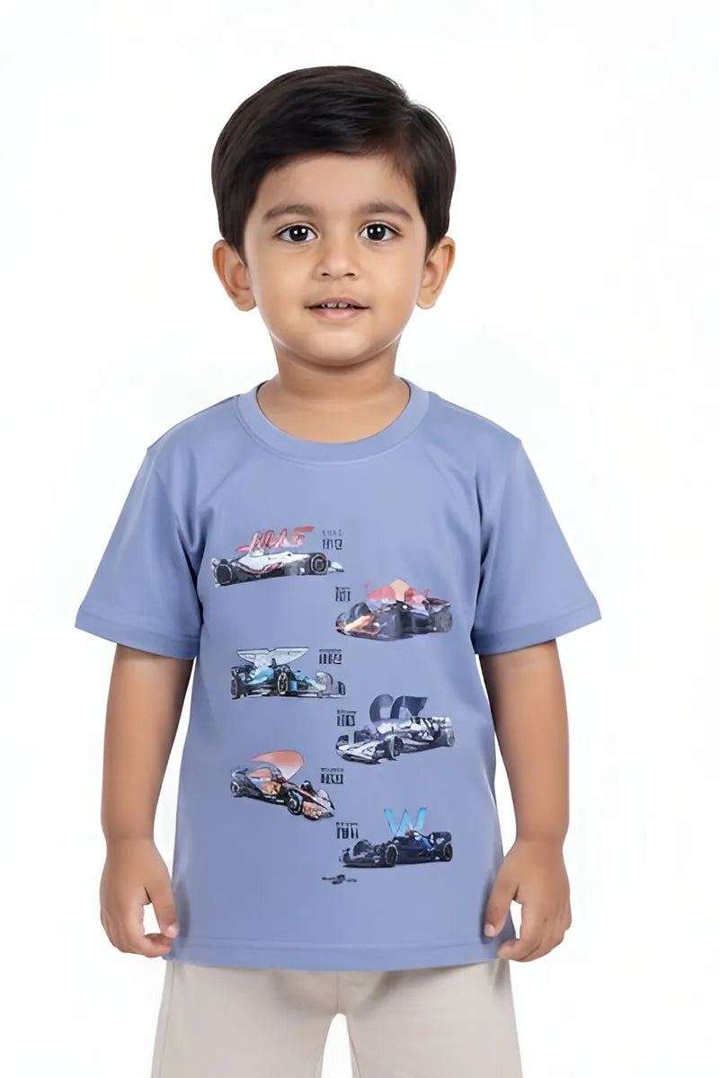 Tencel Printed T-Shirt for Boys - Blue - View 1