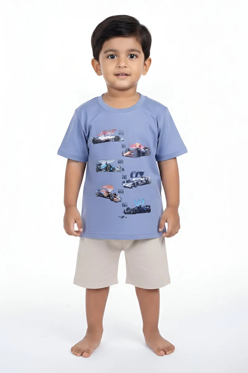 Tencel Printed T-Shirt for Boys - Blue - View 2