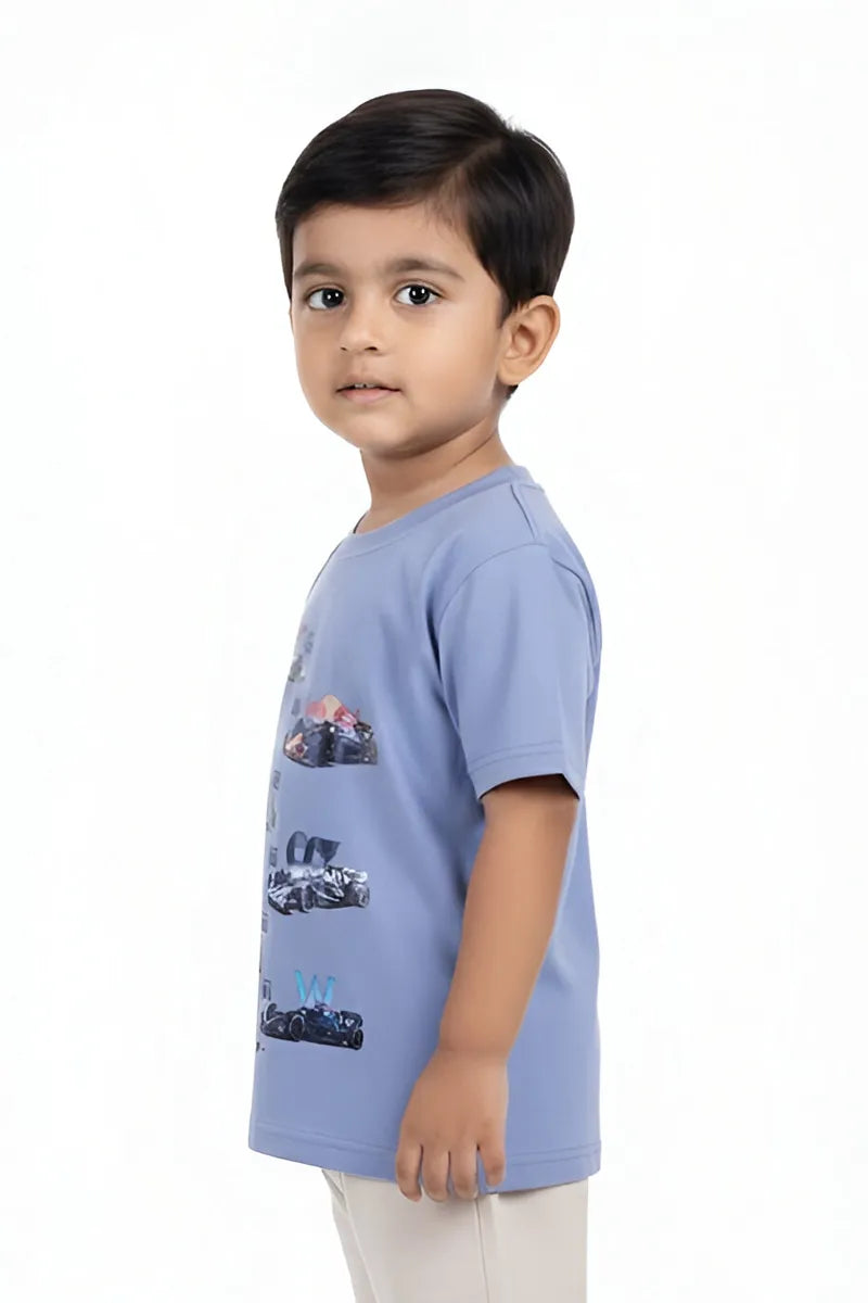 Tencel Printed T-Shirt for Boys - Blue - View 3