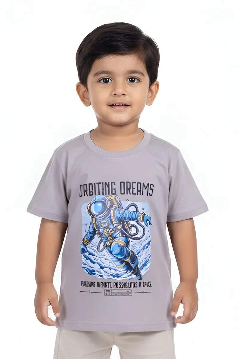 Tencel Printed T-Shirt for Boys - Grey - View 1