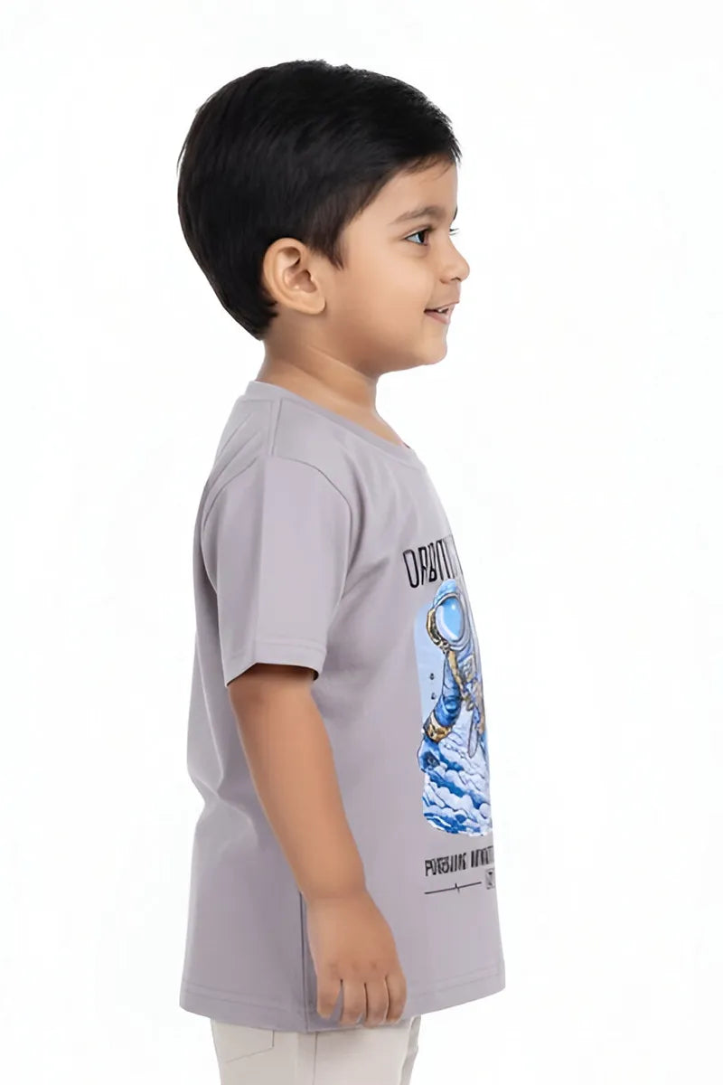 Tencel Printed T-Shirt for Boys - Grey - View 3