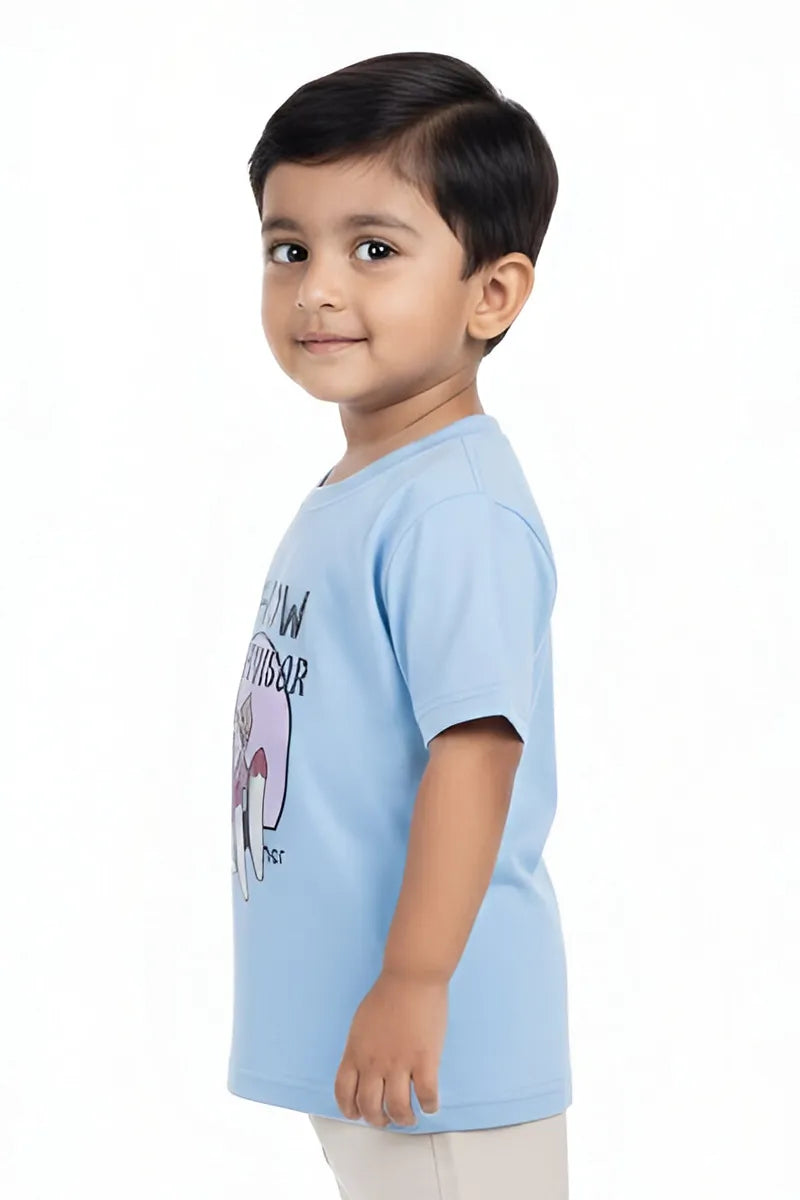 Tencel Printed T-Shirt for Boys - Light Blue - View 3