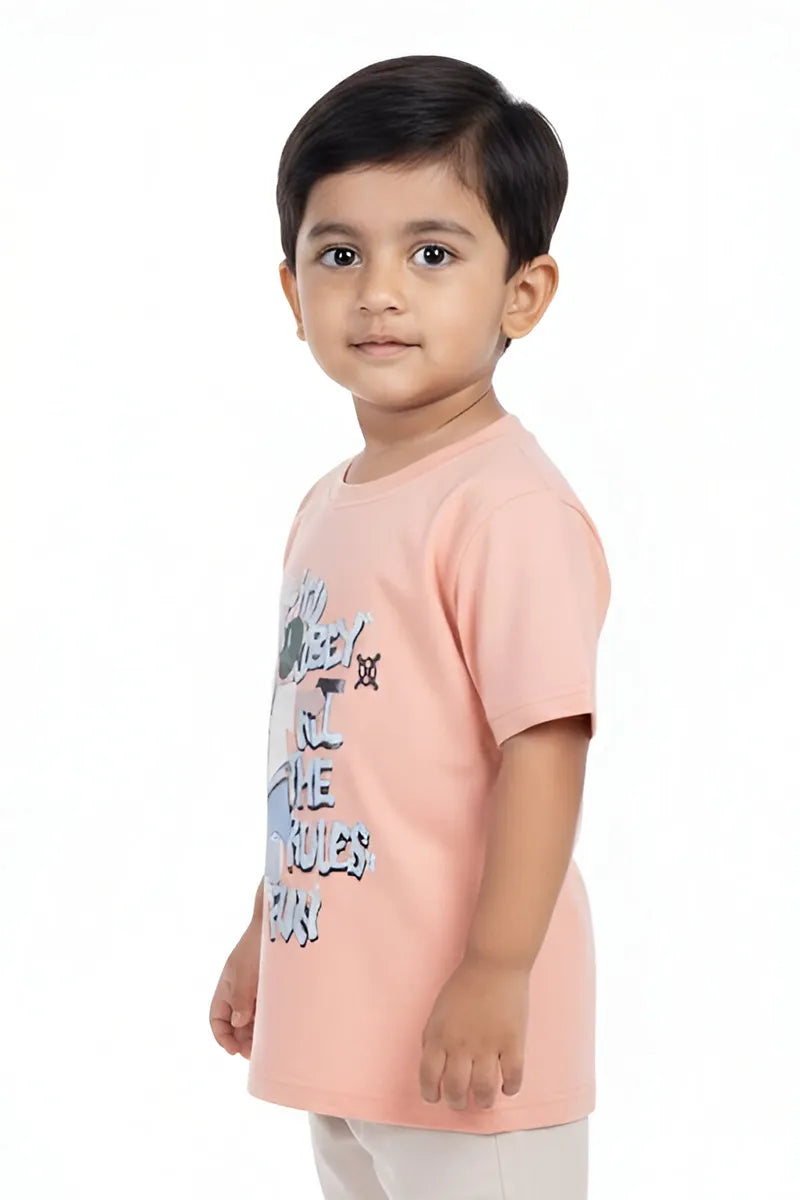 Tencel Printed T-Shirt for Boys - Light Brown - View 3
