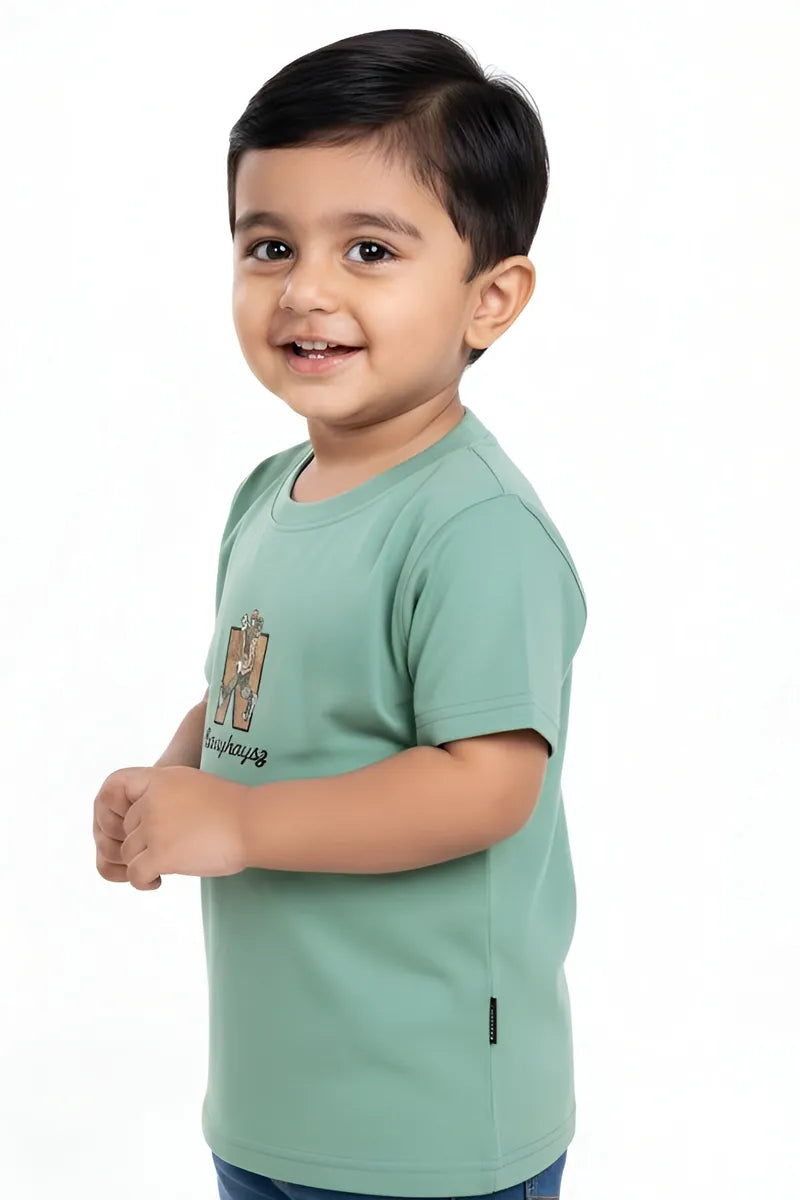 Tencel Printed T-Shirt for Boys - Green - View 2