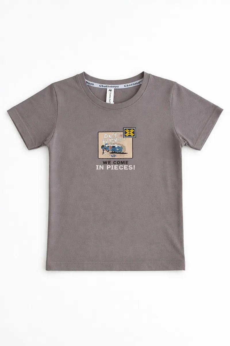 Tencel Printed T-Shirt for Boys - Grey - View 3