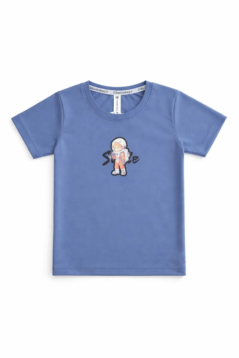 Tencel Printed T-Shirt for Boys - Blue - View 3