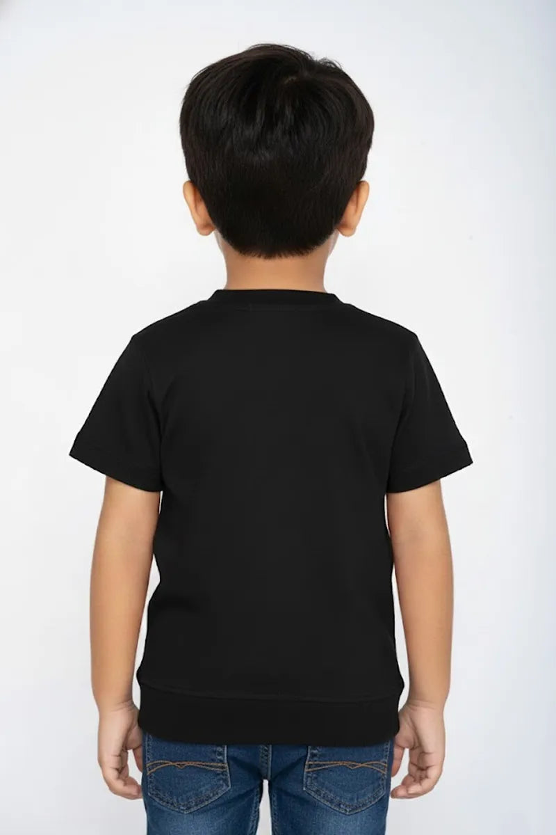 Boy's Cotton Blend Printed T-Shirt - Black - View 2