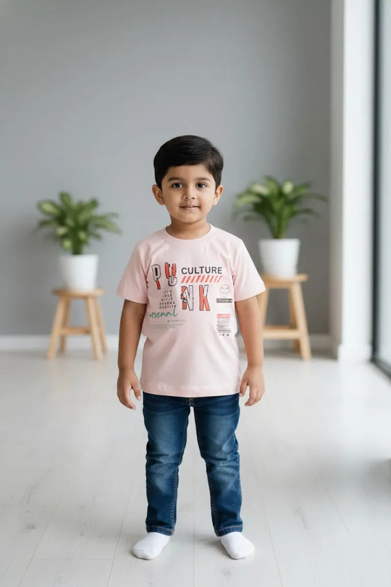 Boy's Cotton Blend Printed T-Shirt - Pink - View 3