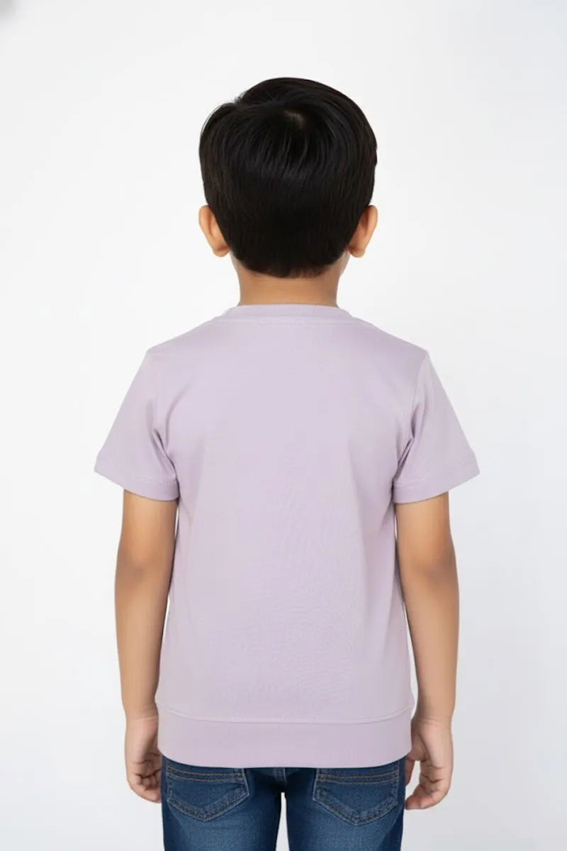 Boy's Cotton Blend Printed T-Shirt - Lavender - View 2