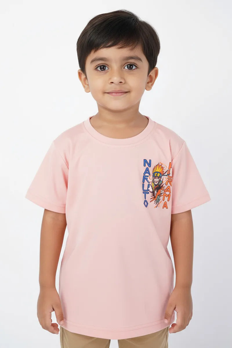 Cotton Printed T-Shirt for Boys - Peach - View 1