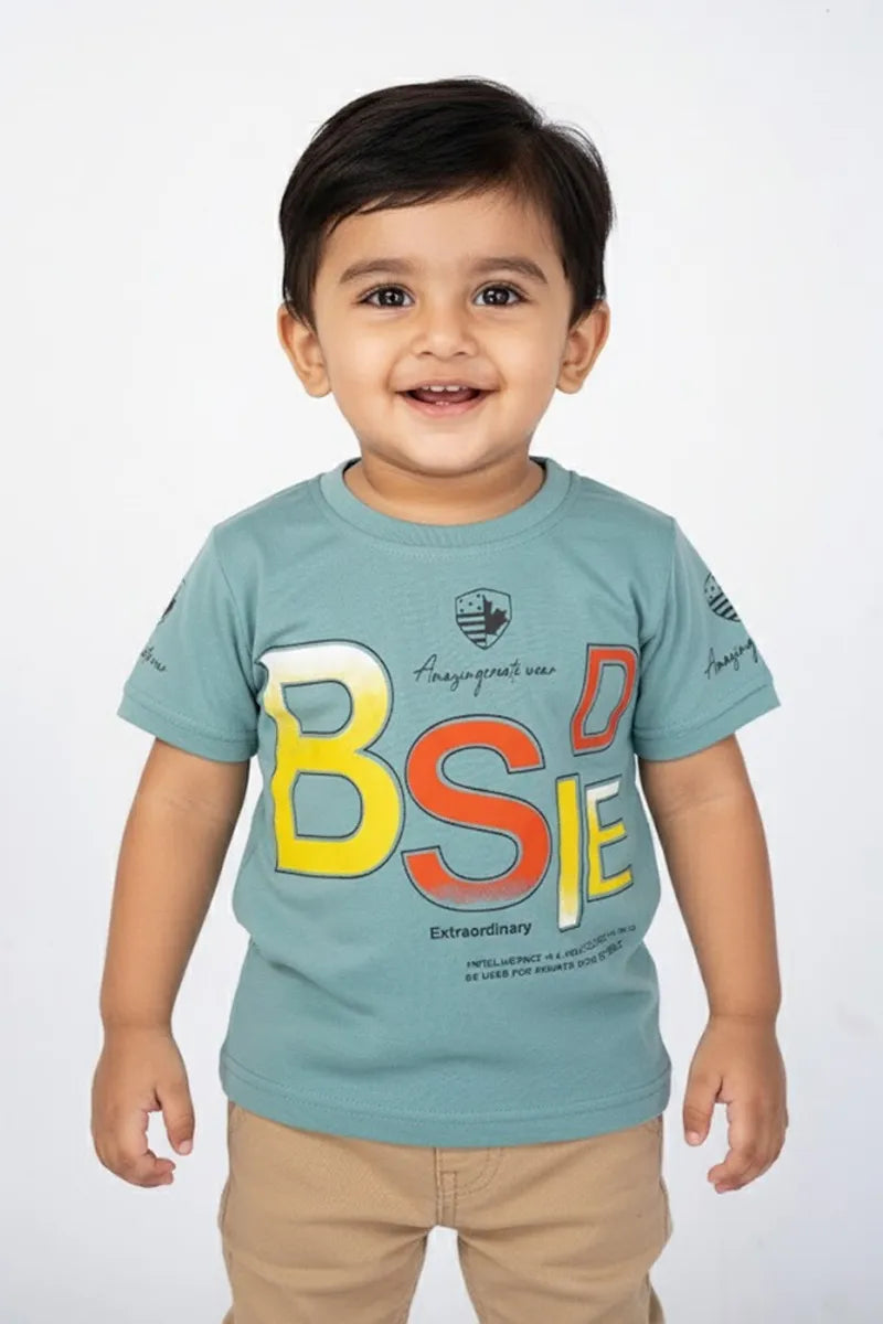 Cotton Printed T-Shirt for Boys - Green - View 1