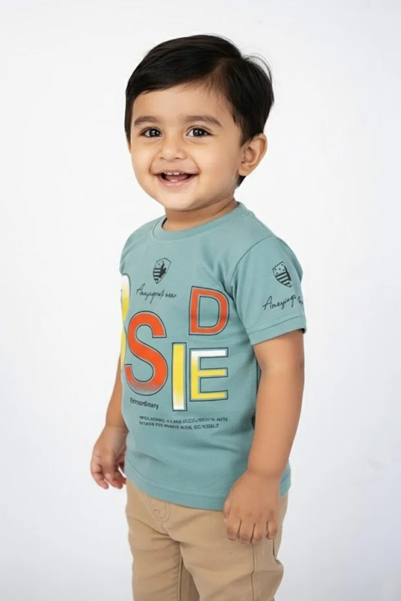 Cotton Printed T-Shirt for Boys - Green - View 2