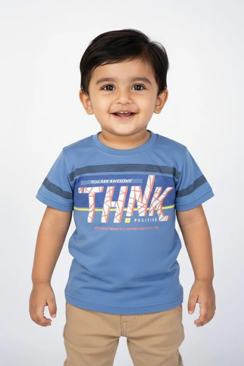 Cotton Printed T-Shirt for Boys - Blue - View 1