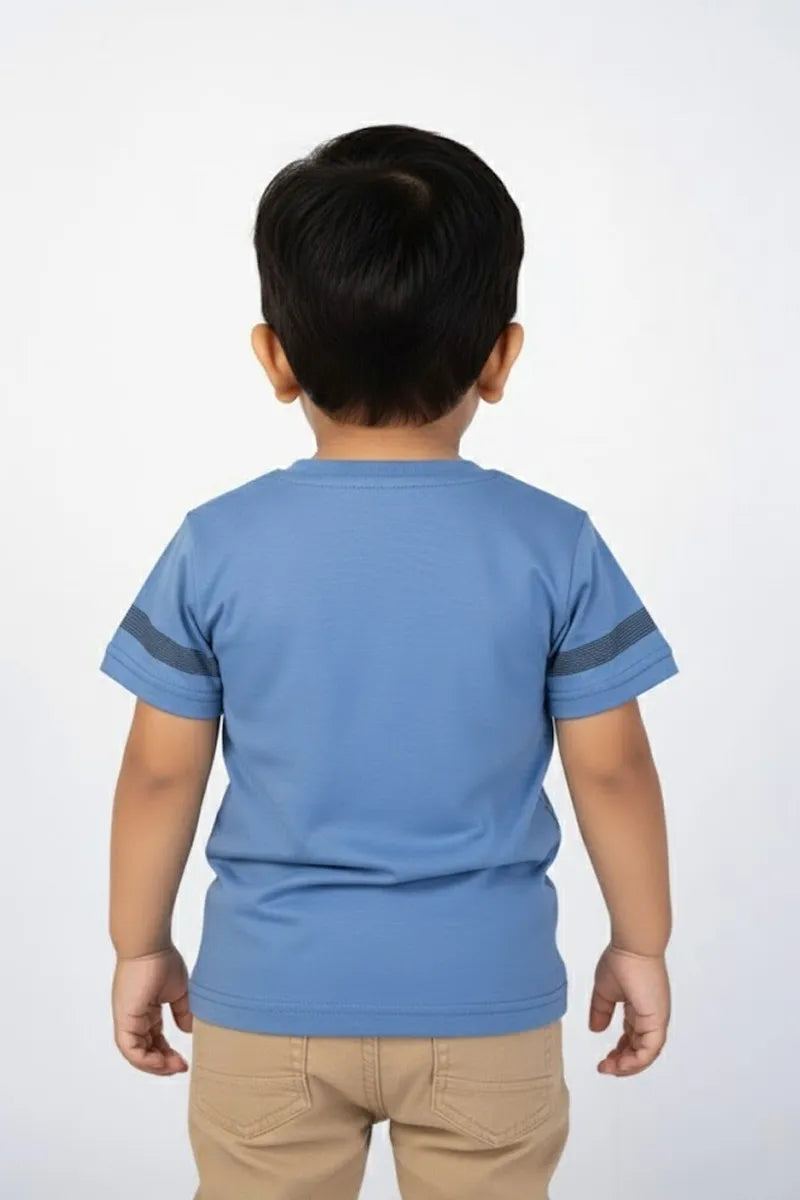 Cotton Printed T-Shirt for Boys - Blue - View 3