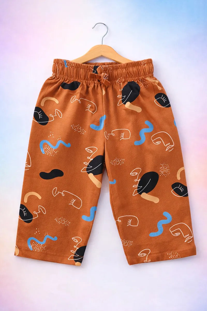 Printed Capri for Girls - Brown - View 3