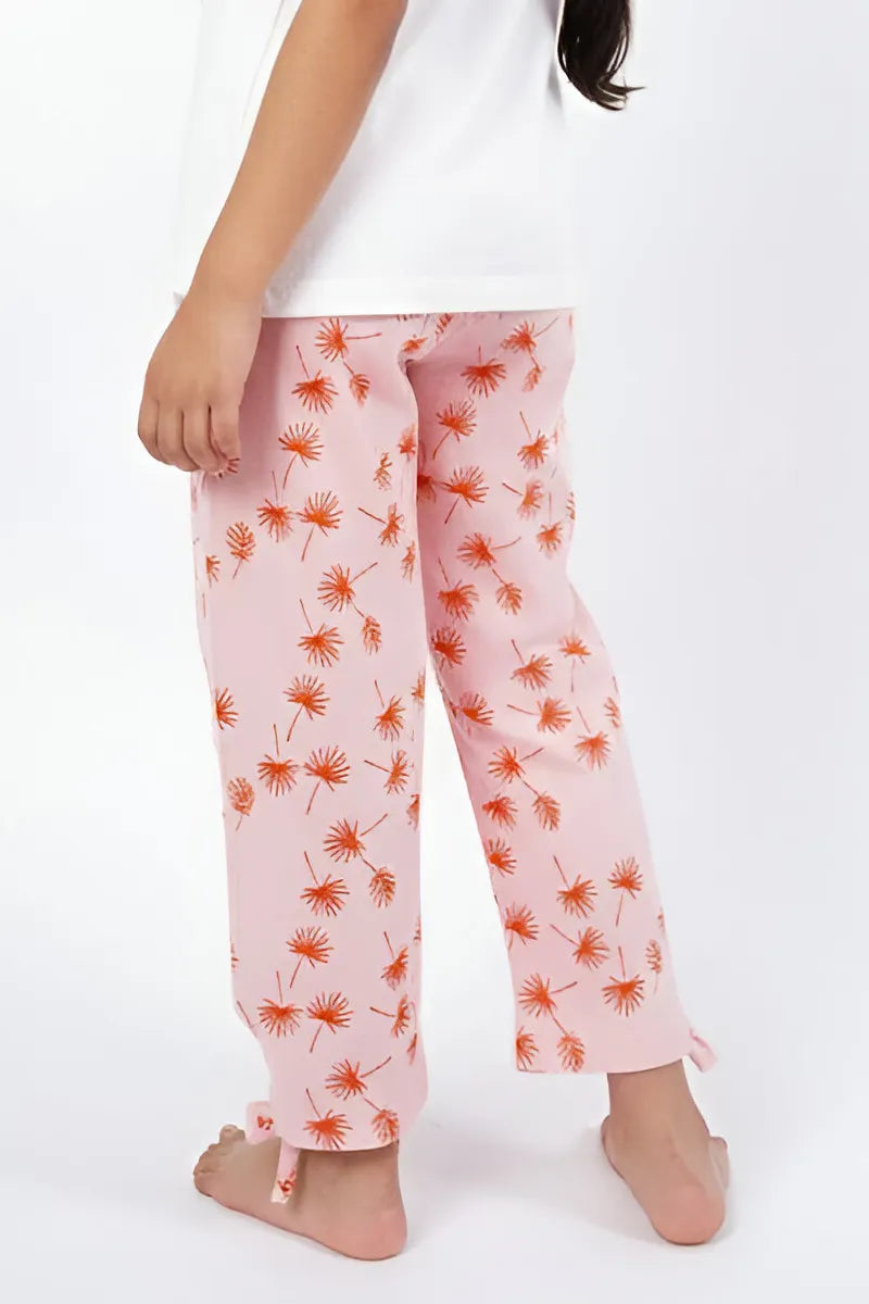 Printed Capri for Girls - Peach - View 4
