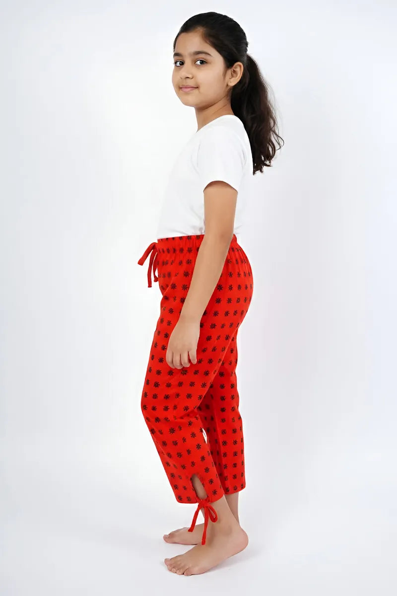 Printed Capri for Girls - Red - View 2