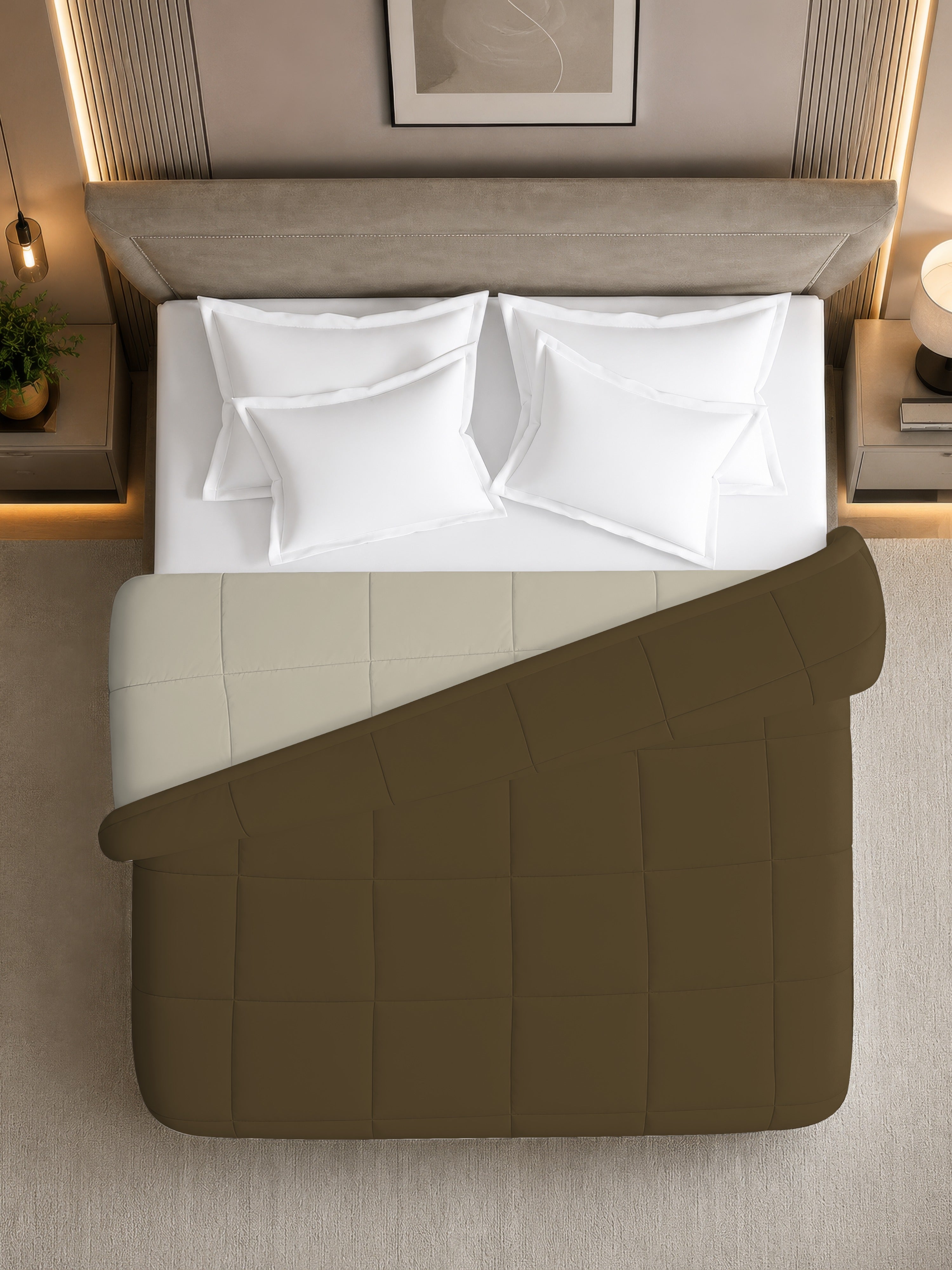 Quirky Home Nest Collection 220 GSM Double Bed Solid Reversible Comforter