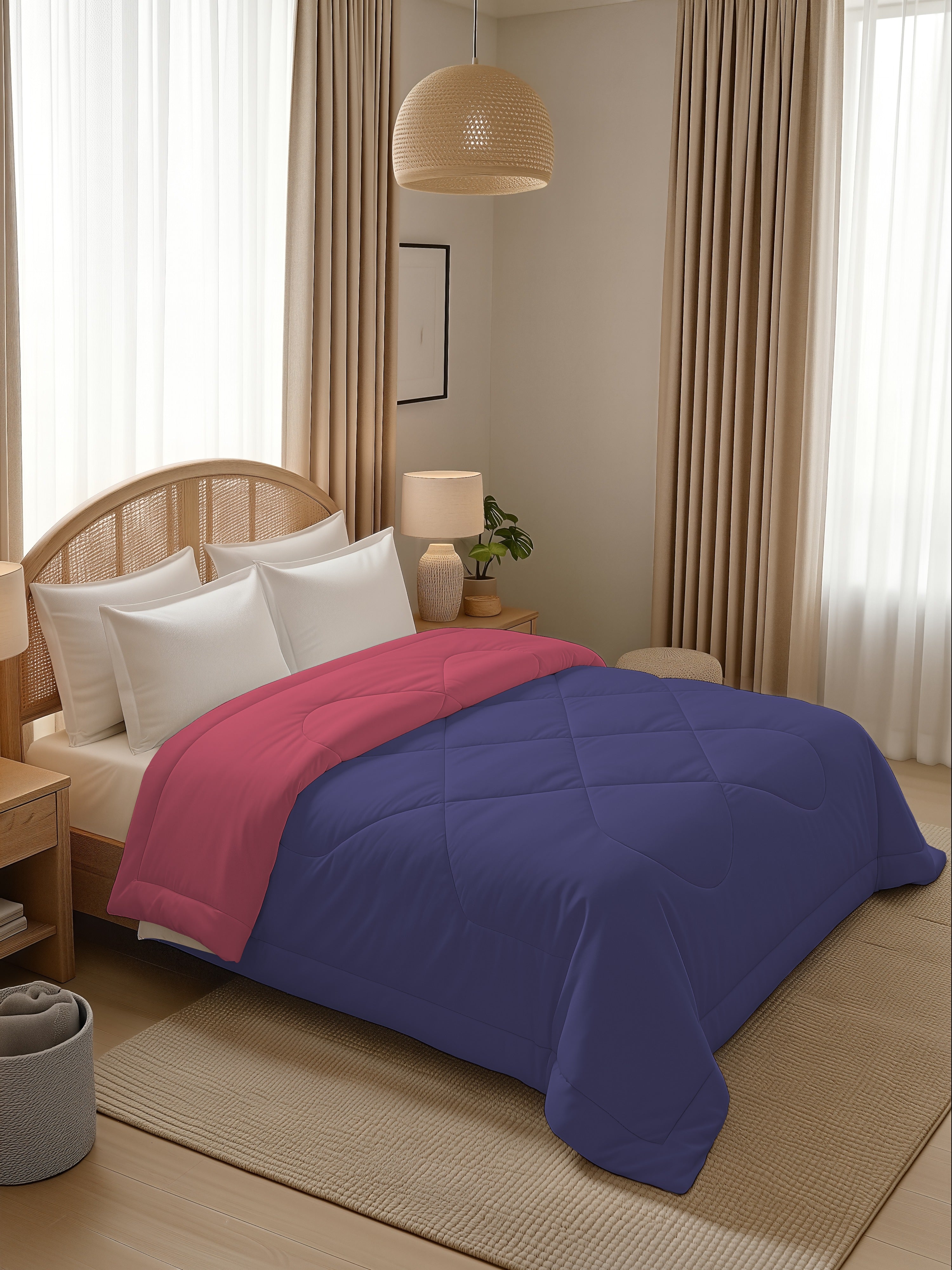 Quirky Home Nest Collection 220 GSM Double Bed Solid Reversible Comforter