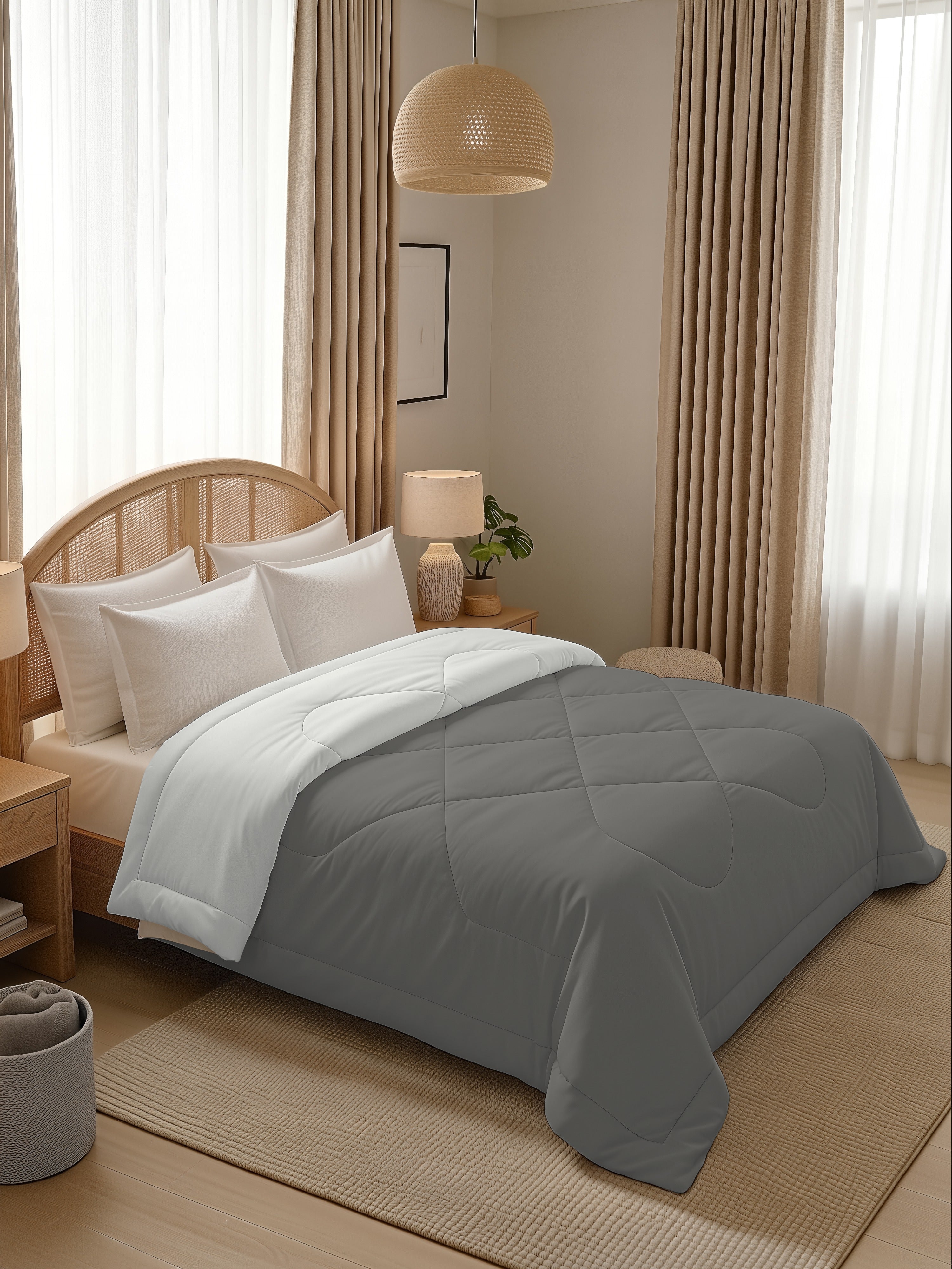 Quirky Home Nest Collection 220 GSM Double Bed Solid Reversible Comforter