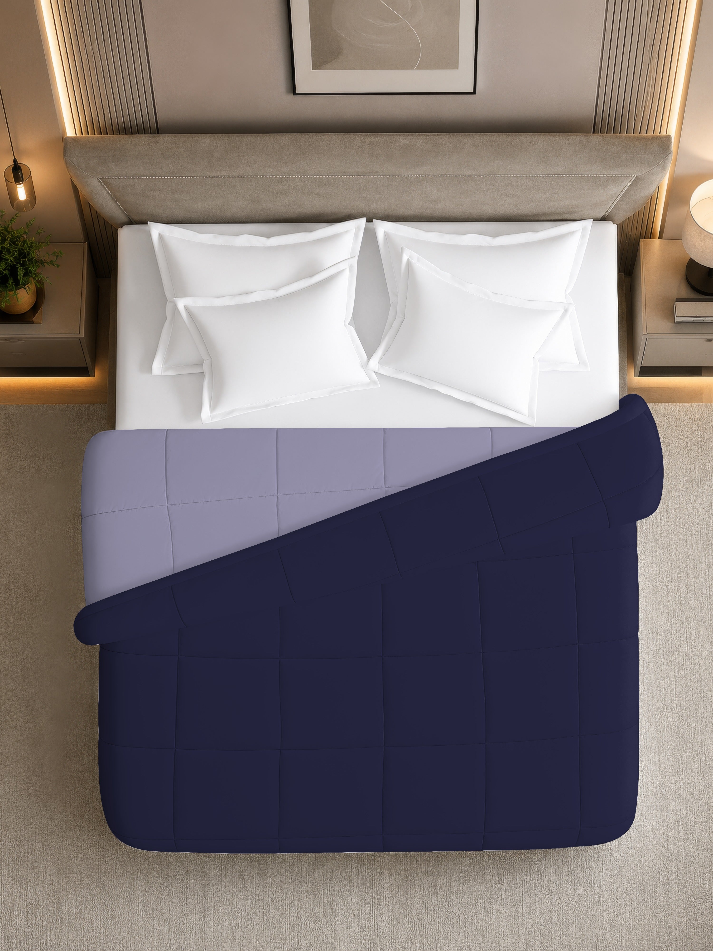 Quirky Home Nest Collection 220 GSM Double Bed Solid Reversible Comforter