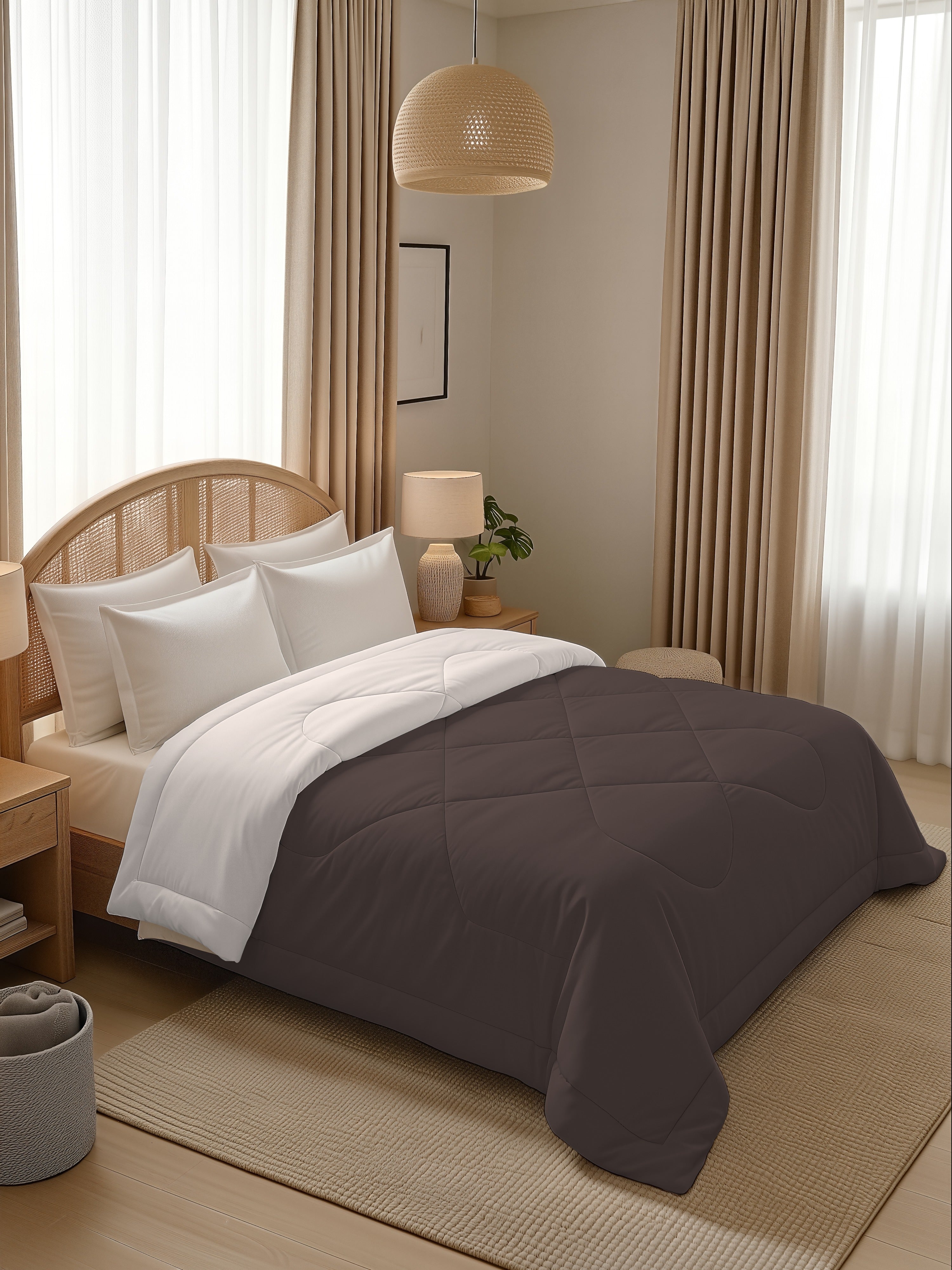 Quirky Home Nest Collection 220 GSM Double Bed Solid Reversible Comforter