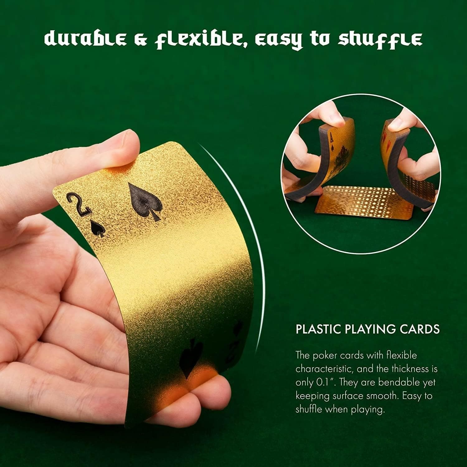 Waterproof Cards, Flexible PVC Plastic Gold Playing Cards Premium Poker Cards Gold Waterproof Playing Cards - HalfPe