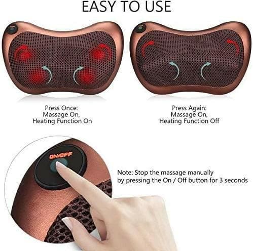 Neck Cushion Full Body Massager with Heat for Pain Relief Massage Machine (Brown) - HalfPe