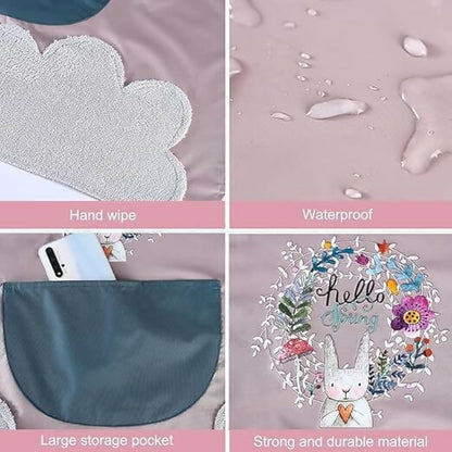 Waterproof Kitchen Apron for Women with Hand-Wiping Towel & Front Pocket Comfortable Wear-Resistant Chef Apron for Cooking (Assorted, Pack of 1)