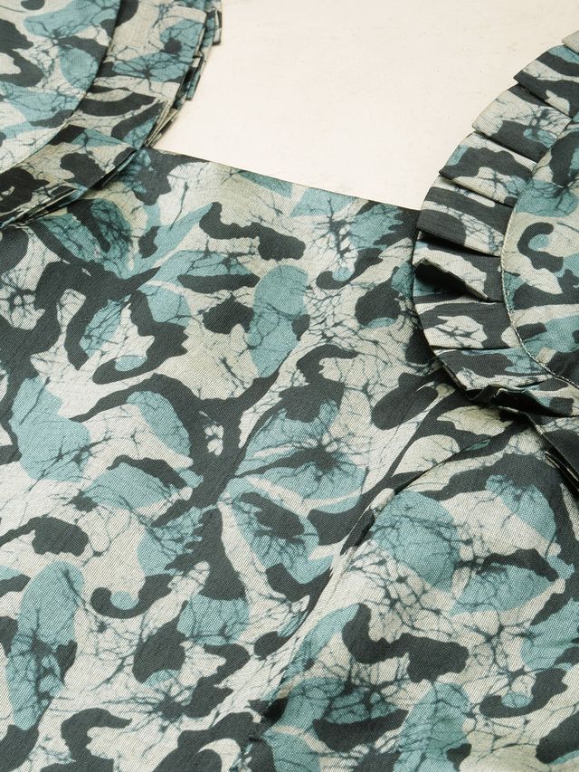 Bollywood Vogue Ready To Wear Sage Green Digital Printed Maxi Dress