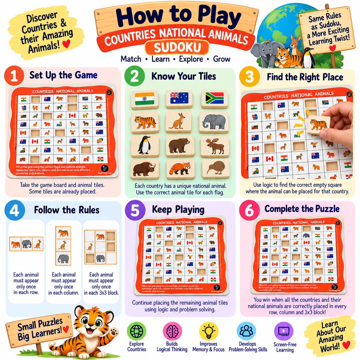 ilearnngrow Countries National Animal Sudoku
