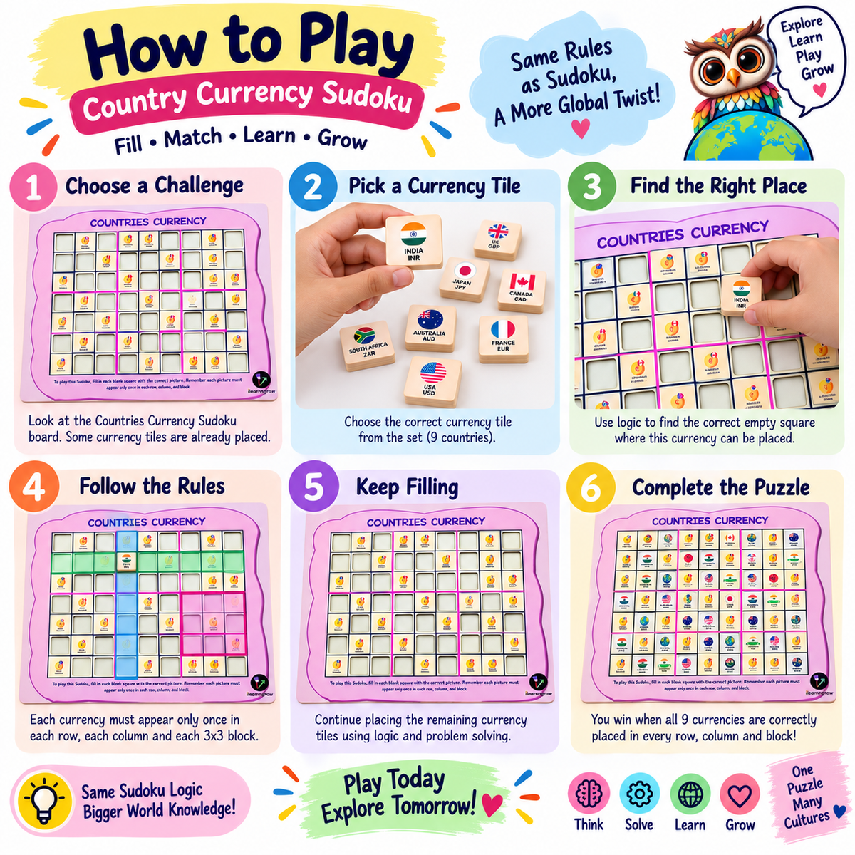 ilearnngrow Countries Currency Sudoku