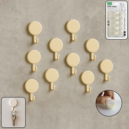Self Adhesive Round Wall Hooks (10 Pc)