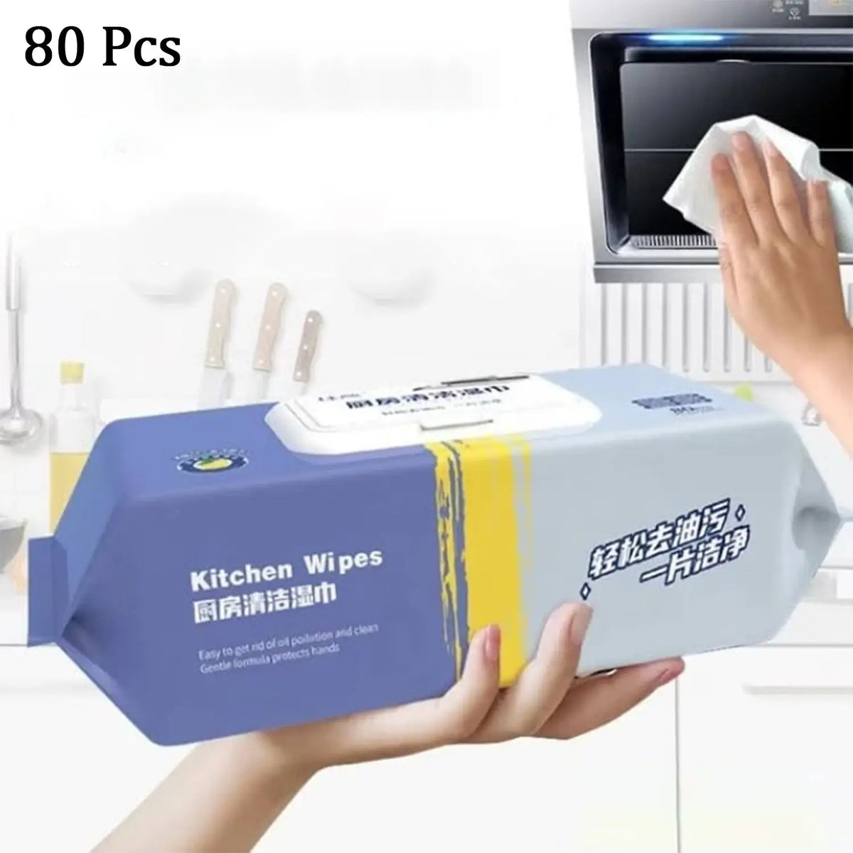 Kitchen Cleaning Wipes  Strong Decontamination Kitchen Wipes  Disposable Kitchen Wet Wipes Household Cloth Towel For Removing Grease Stains And Cleaning Glass (Pack Of 80 Pcs) HP DD