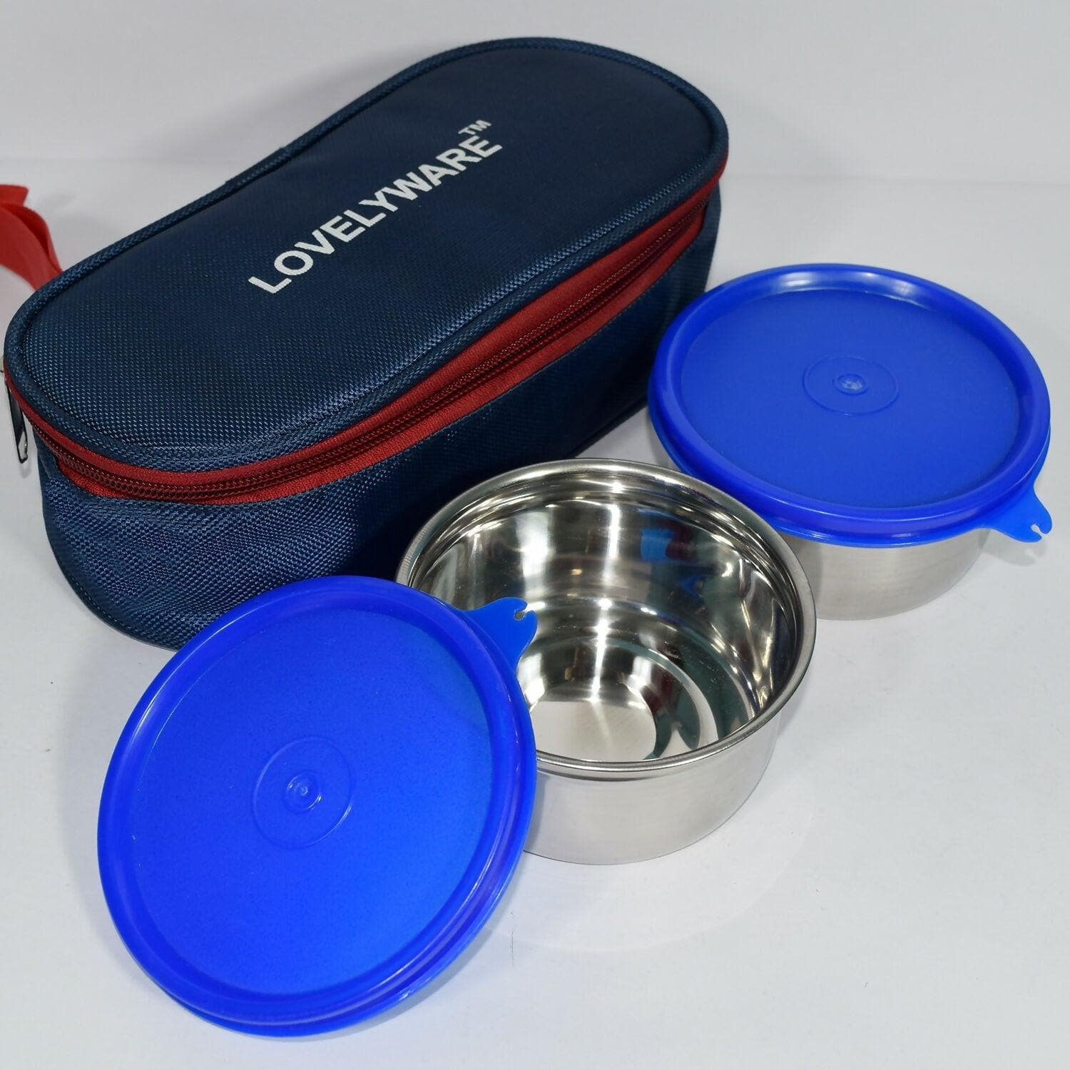 Capsule Container Forlock Steel Container With Bag (400ml *2 Container Forlock Steel Container With Bag) - HalfPe