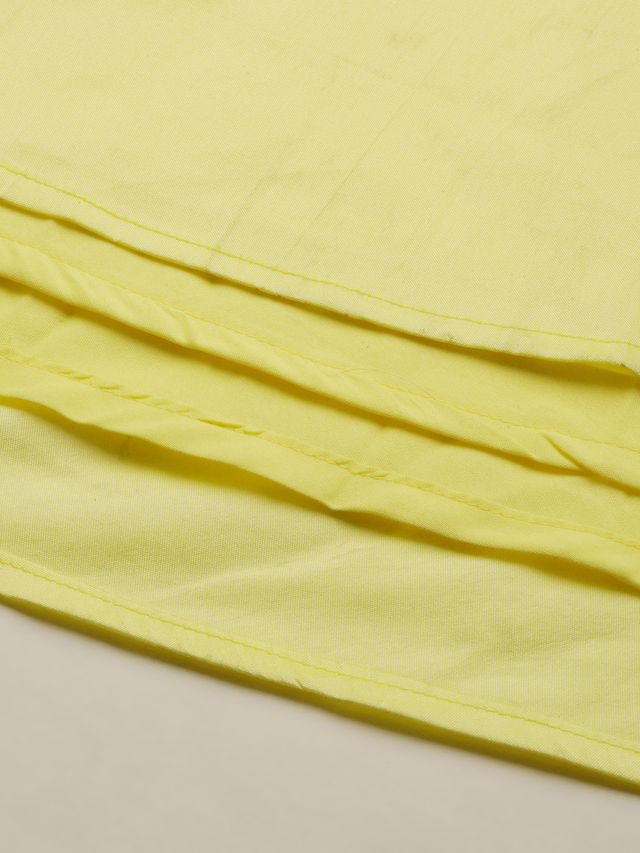 Bollywood Vogue Ready To Wear Lemon Yellow Embroidered Low V Neck Lehenga Set