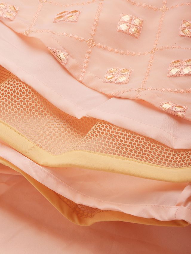 Bollywood Vogue Ready To Wear Peach Embroidered Gown With Jacket