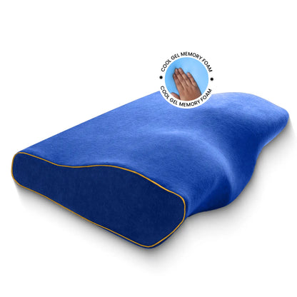 Sleepsia Cervical Pillow for Neck Pain & Shoulder Pain Relief |Orthopedic Memory Foam Pillow, Cervical Pillow, Neck Support Medical Pillow - Blue (Gel)