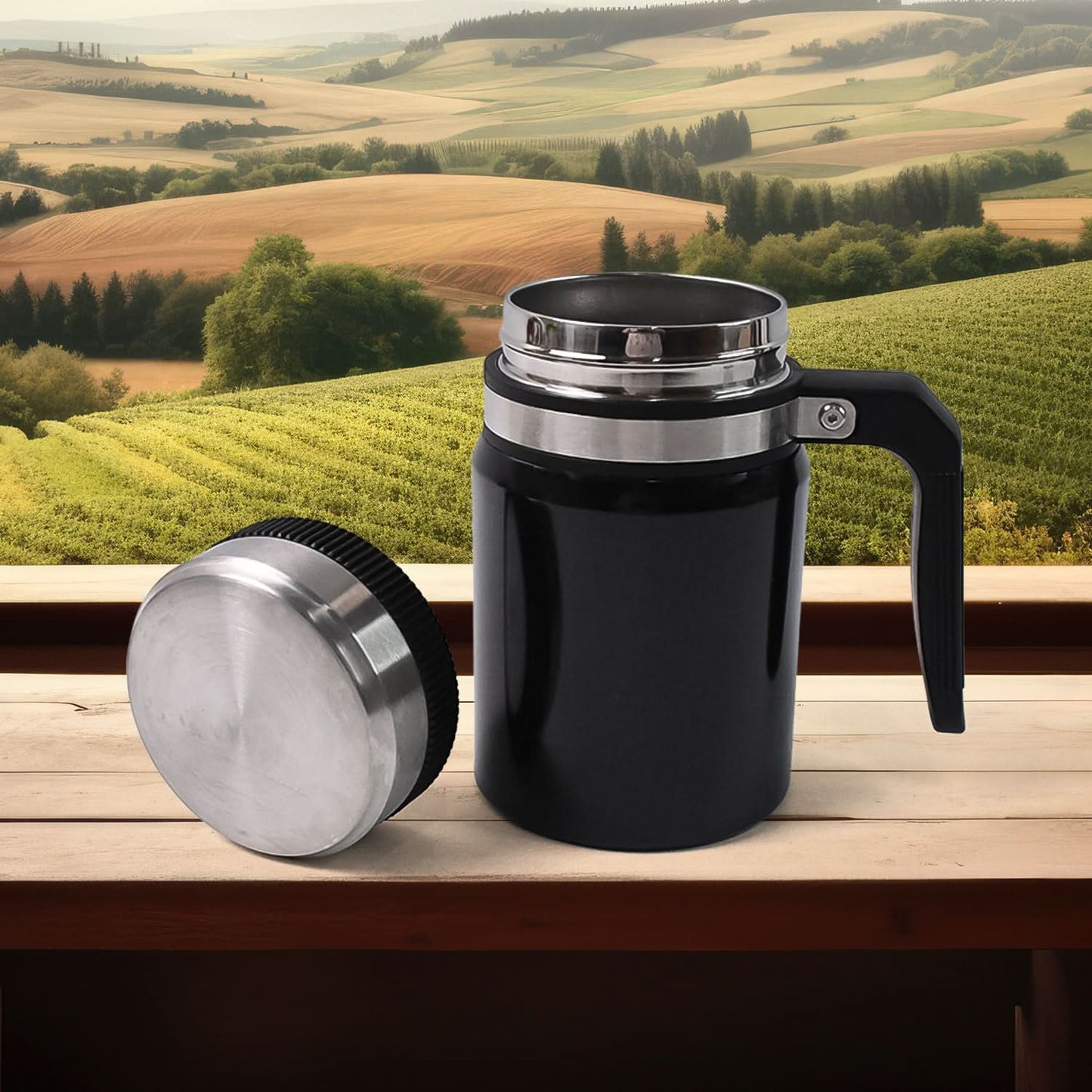 Stainless Steel Vacuum Coffee Cup with Non-Slip & Anti-Scald Design (Approx. 600ml)