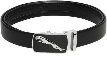 Multispace Jaguar Black Silver Applique Belt with Auto Lock Closure For Men