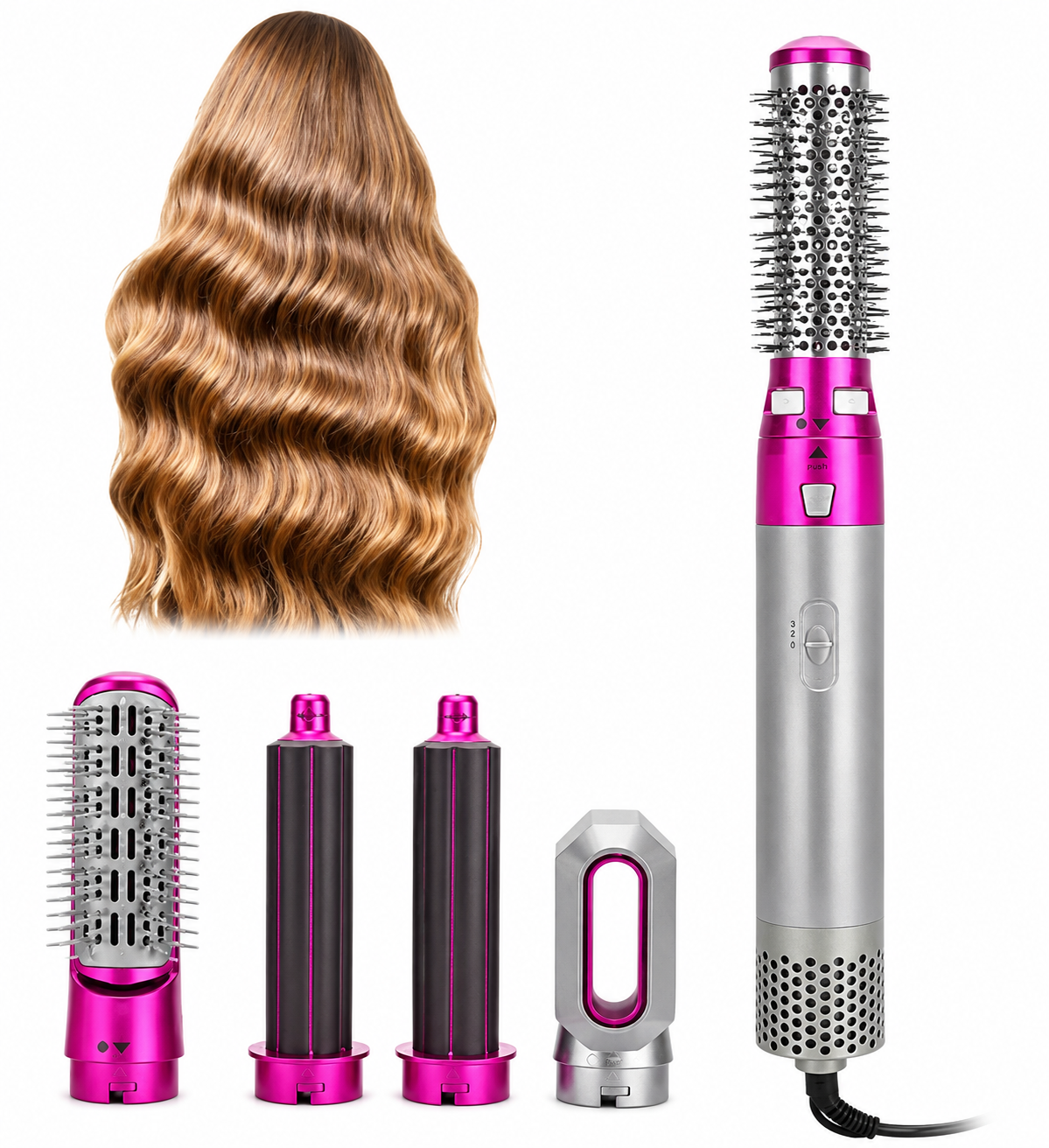 Drumstone 5-in-1 Hot Air Brush Styler with Detachable Heads – Straightening, Curling, Drying & Volumizing