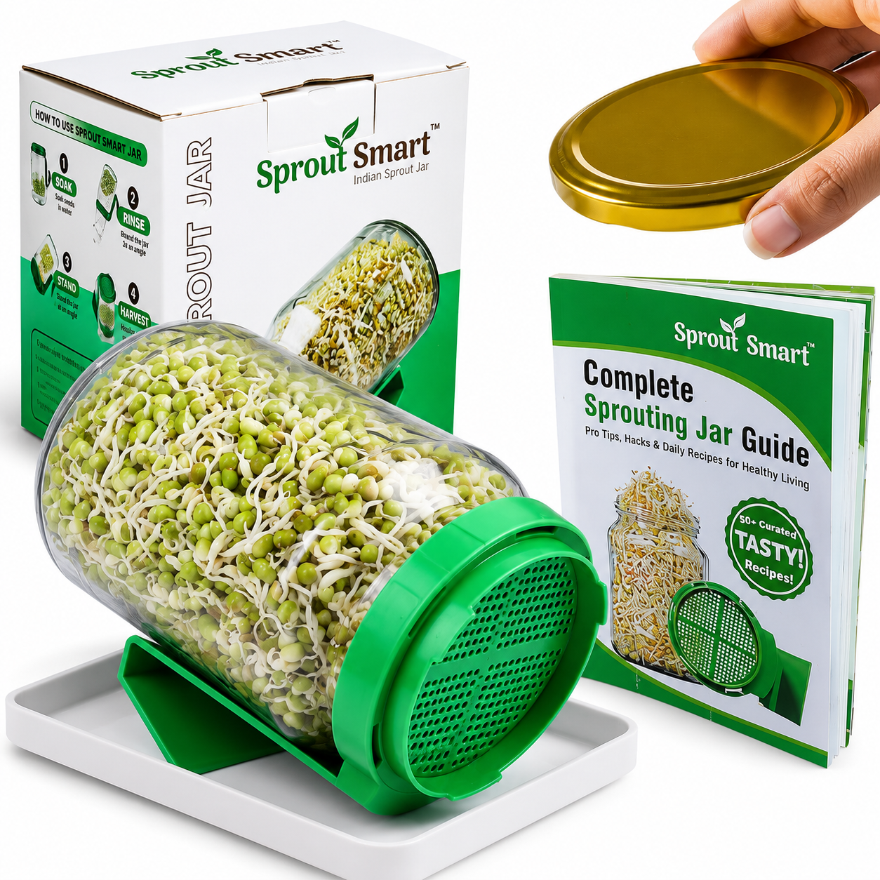 Sprout Smart Sprouts Maker Glass Jar with Airtight Mesh Lid – 720 ml
